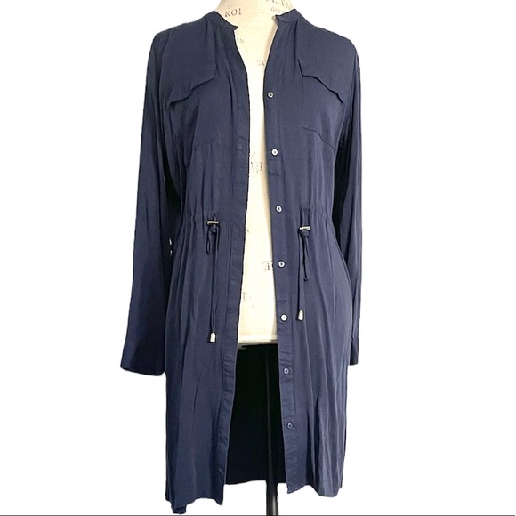 New INCITY dark blue mini rayon dress. Shirt style front closure buttons - Picture 4 of 6